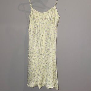 Silky Yellow Floral Mini Bustier Dress